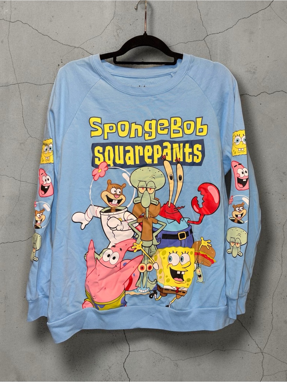 SpongeBob Squarepants Light Blue Cartoon Crewneck Sweatshirt